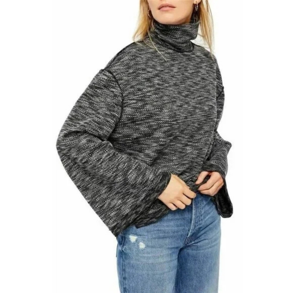 We The Free Sunny Days Slouchy Boxy Turtleneck Sweater Black (NightStar) Size XS
